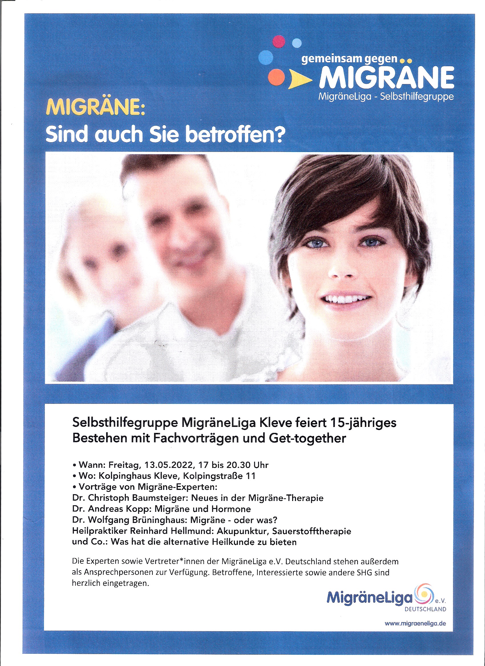 Selbsthilfegruppe MigräneLiga Kleve - Vortrag am 13. Mai 2022